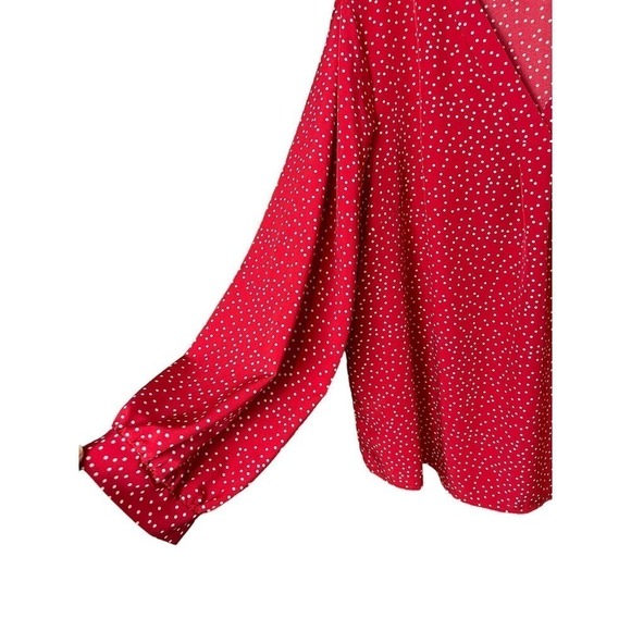 Shein Curve Red Polka Dot Long Sleeved Blouse Size 4XL - Picture 4 of 5